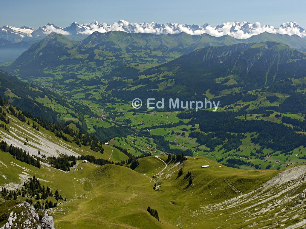 The Lower Simmental and the Bernese Oberland peaks from the summit of the Widdersgrind