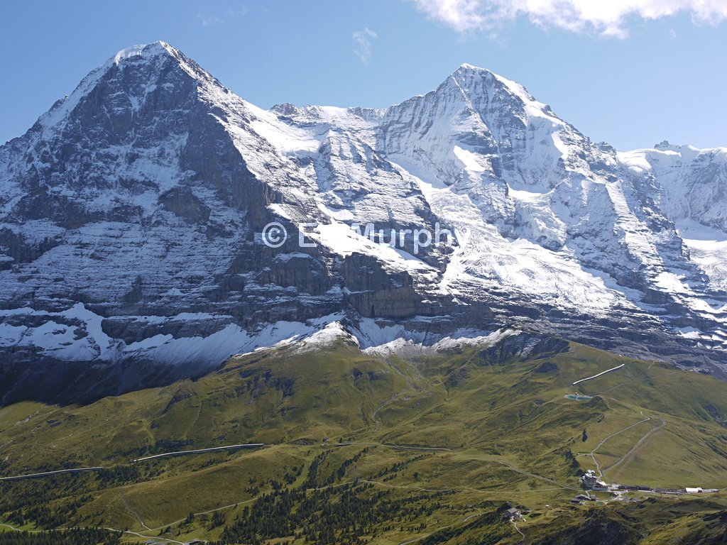The Eiger and the Mönch (4099 M.) from the Tschuggen summit