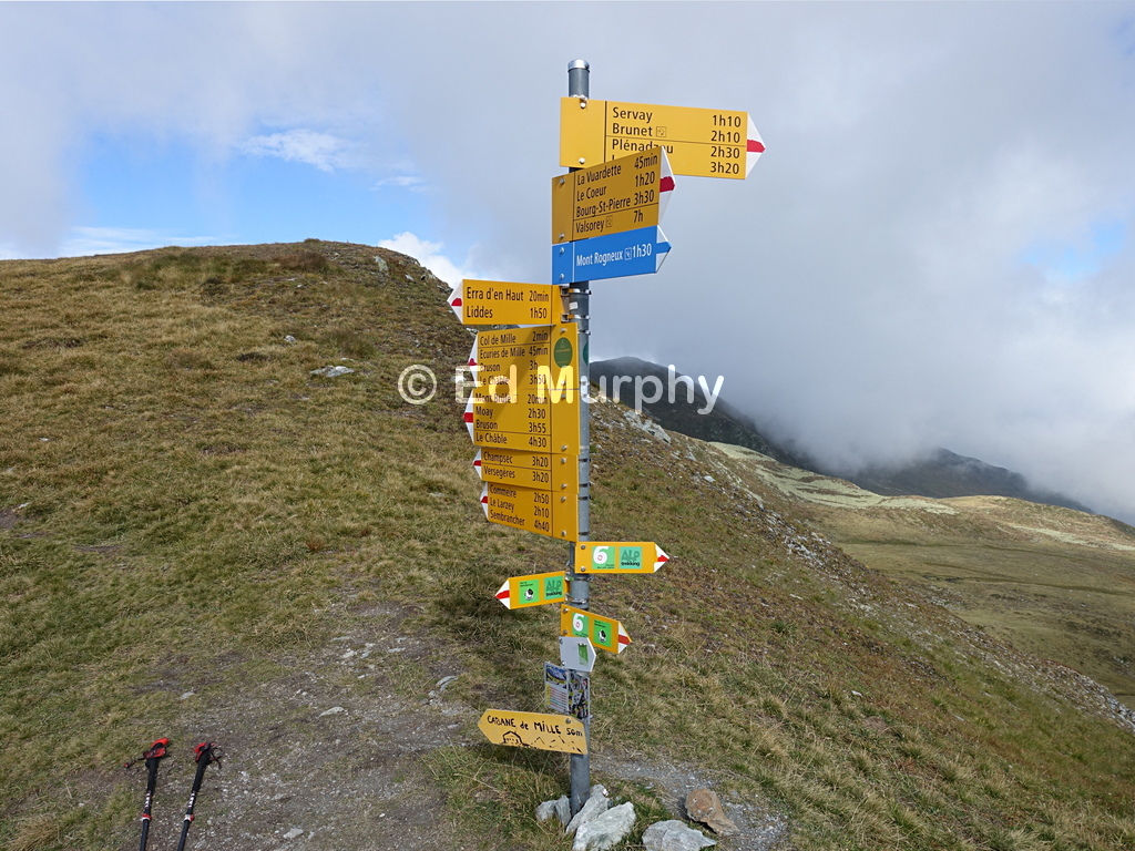 Elaborate signpost on the Col de Mille