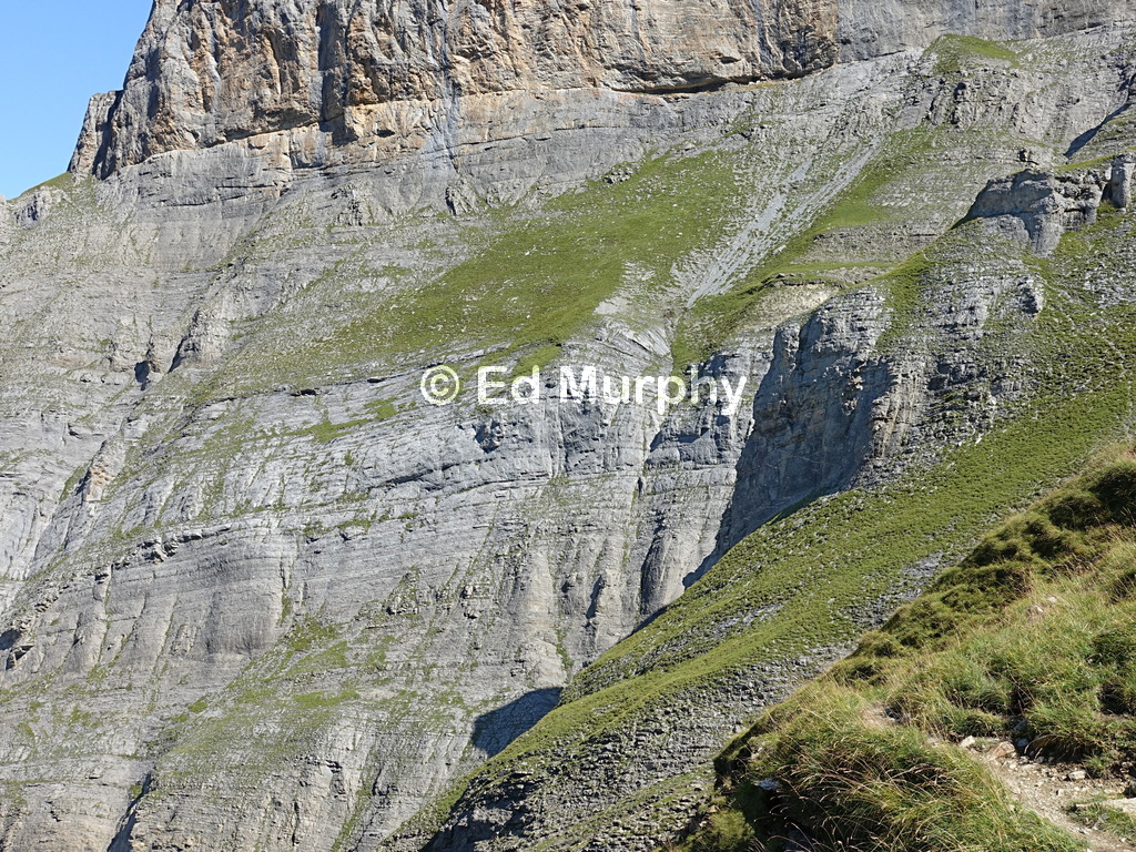Exposed slopes on the early part of the track to the Silberhorn Hut