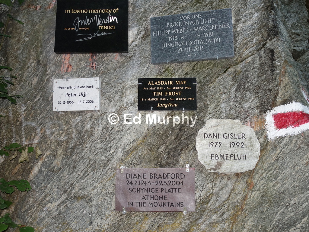 Memorial plaques to climbers at the start of the Rottal Hut track