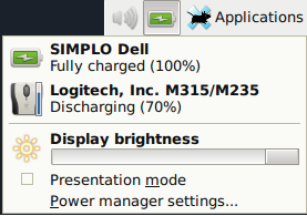 Power Manager panel plugin menu
