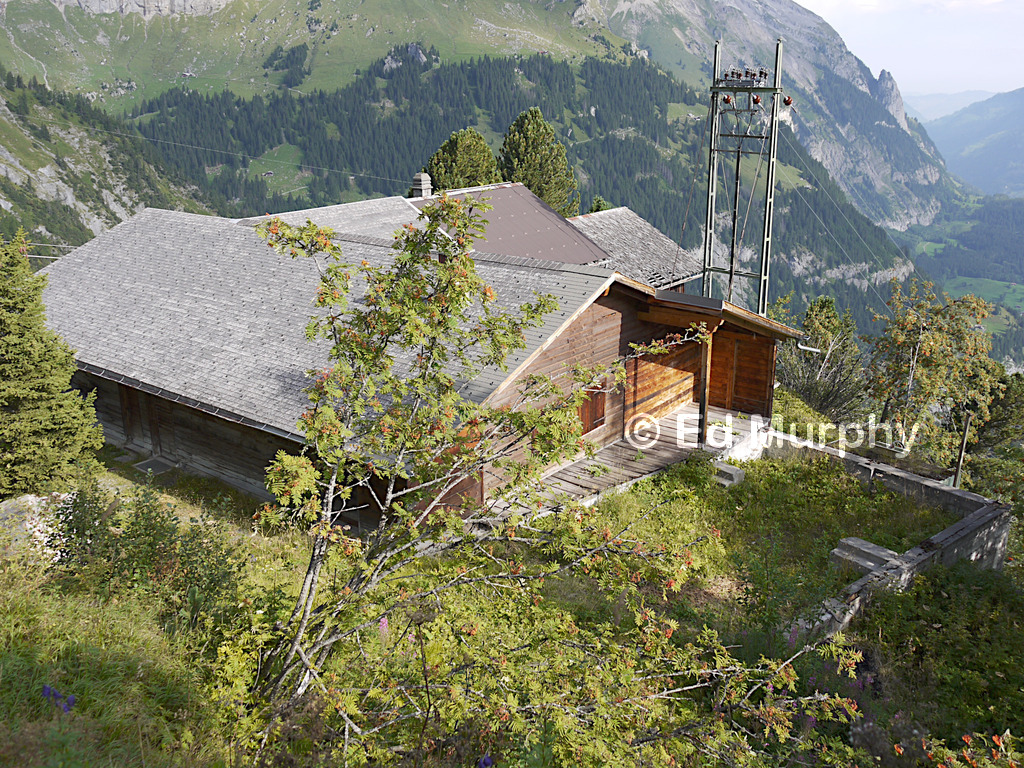 The remains of the upper Stockbahn cable car station.