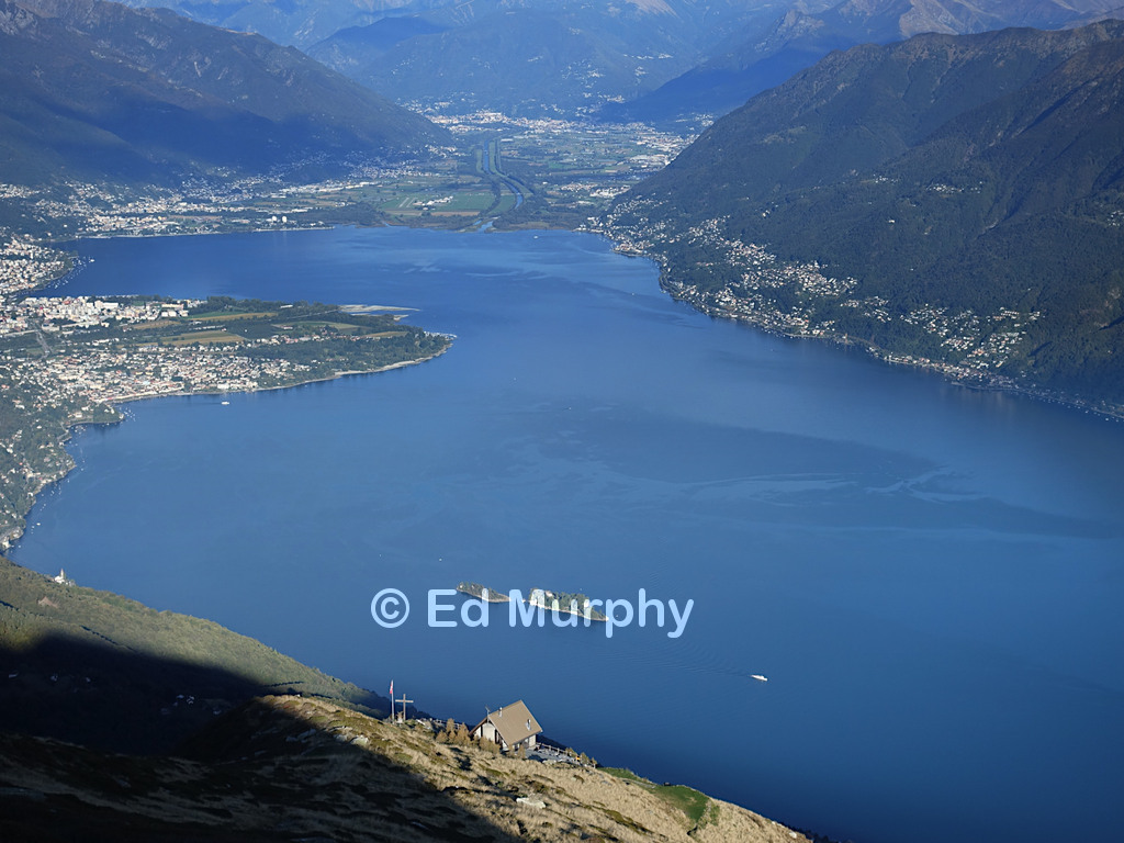 The Capanna Al Legn and upper Lake Maggiore as the shadows lengthen
